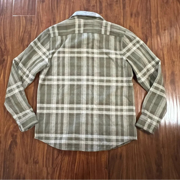 Frye and Co Brushed Knit Flannel Shirt Long Sleeve mens size medium olive green - Picture 7 of 9